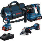 Bosch Cordless Drill GSR18V-45 + Angle Grinder GWS18V-8 + Hammer GBH18-22 + 3 x 4Ah Batteries - Bosch Cordless Drill GSR18V-45 + Angle Grinder GWS18V-8 + Hammer GBH18-22 + 3 x 4Ah Batteries